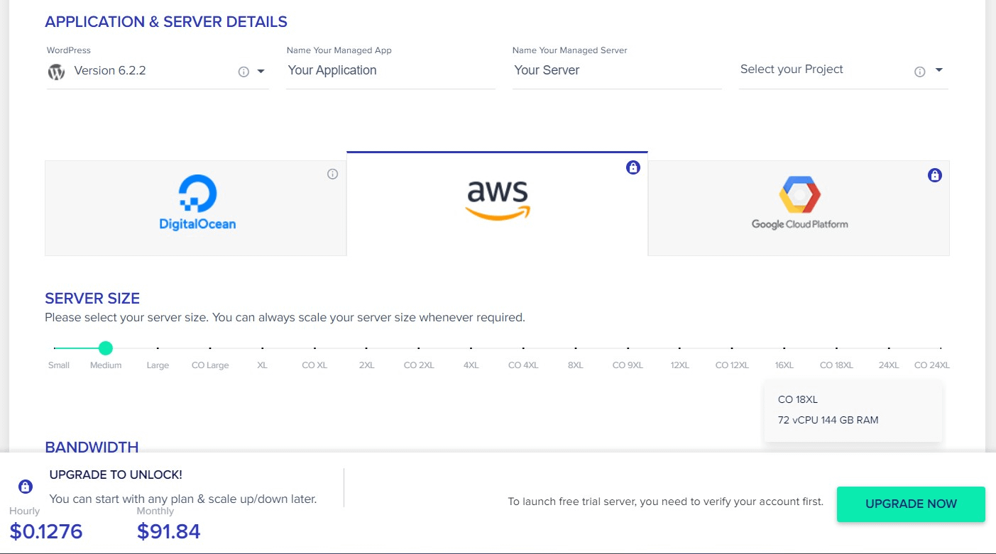AWS VPS Hosting plan in Cloudways