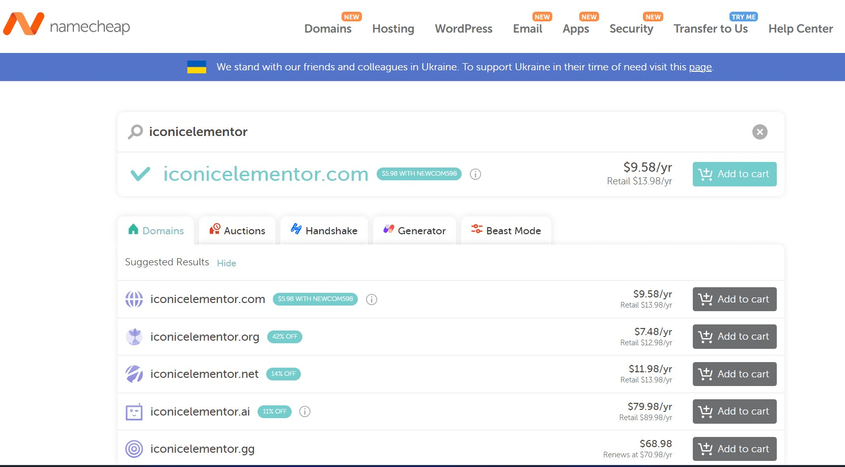 Namecheap domain pricing