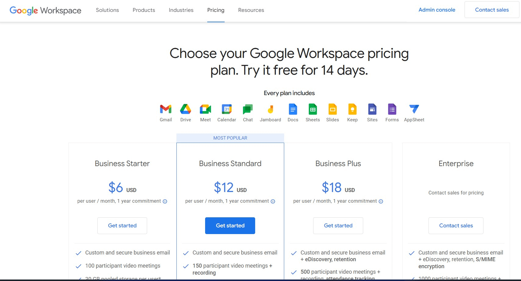 Google Workspace pricing